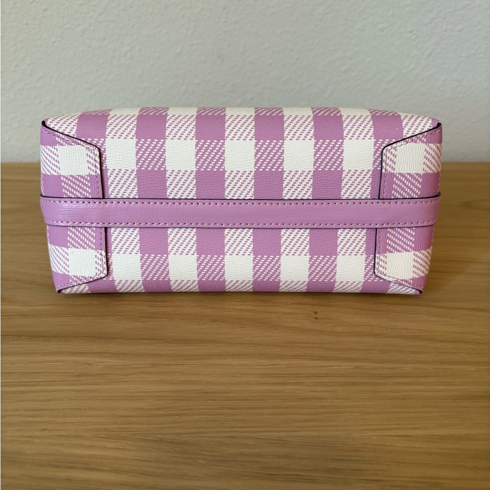 Kate Spade Bleecker Gingham Checker Purple Medium Crossbody Tote Handbag - Picture 7 of 10